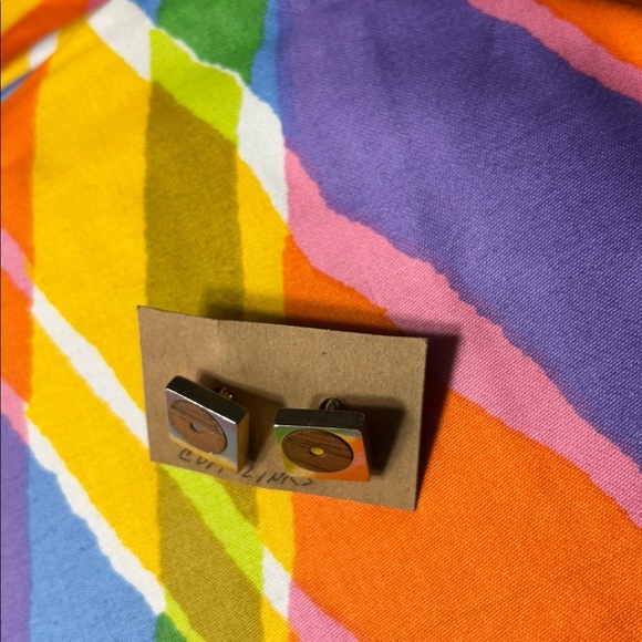 Brown wood gold Square Cufflinks - Picture 4 of 12